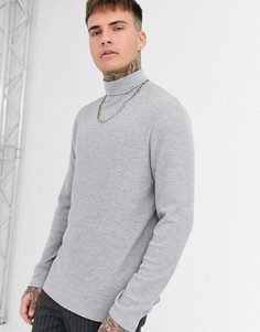 Серая меланжевая водолазка из вафельного трикотажа ASOS DESIGN-Серый