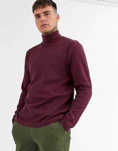 Бордовая водолазка из вафельного трикотажа ASOS DESIGN-Красный