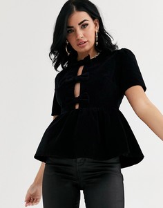Черный вельветовый топ ASOS DESIGN