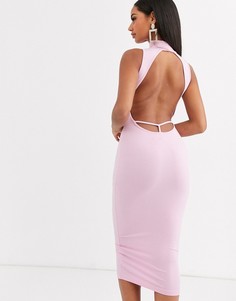 Платье миди с открытой спиной ASOS DESIGN-Розовый