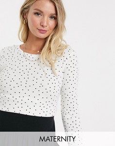 Черный топ в рубчик с круглым вырезом New Look Maternity