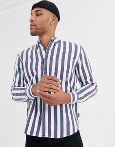 Футболка в синюю/белую вертикальную полоску Bershka-Синий