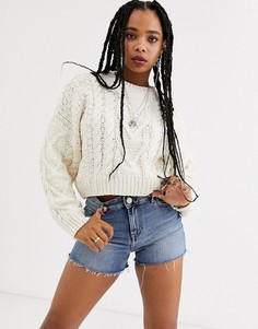 Короткий джемпер кремового цвета Bershka-Кремовый