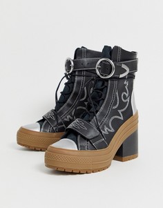 Ботинки в ковбойском стиле на платформе со шнуровкой Converse-Черный