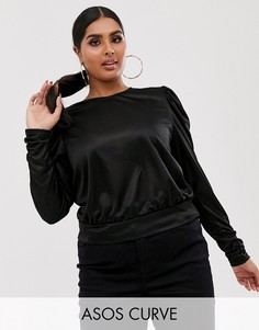 Черный свободный топ ASOS DESIGN Curve