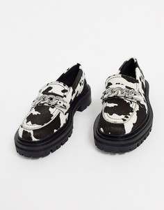 Кожаные туфли на массивной подошве с принтом ASOS DESIGN-Мульти