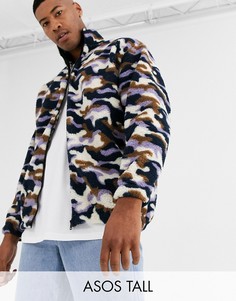 Куртка из искусственного меха со сплошным принтом ASOS DESIGN Tall-Мульти
