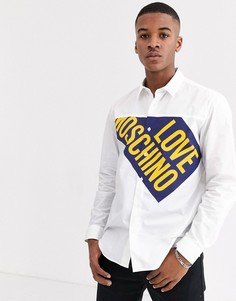 Рубашка с длинными рукавами и логотипом Love Moschino-Белый