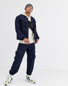 Темно-синяя куртка с карманами в стиле милитари ASOS DESIGN-Синий