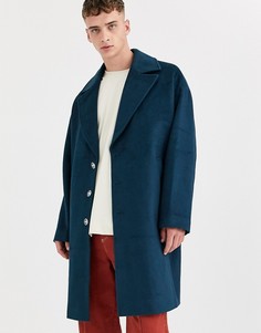 Пальто из ткани с добавлением шерсти ASOS WHITE-Синий