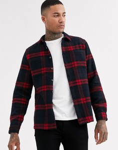 Темно-синяя рубашка навыпуск с добавлением шерсти ASOS DESIGN-Темно-синий