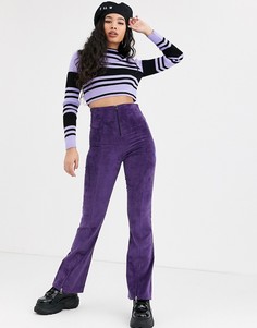 Вельветовые расклешенные брюки фиолетового цвета Local Heroes-Фиолетовый