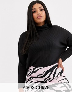 Черная водолазка в рубчик ASOS DESIGN Curve-Черный