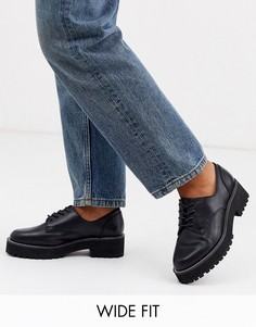 Черные туфли на плоской подошве для широкой стопы с цепочками ASOS DESIGN-Черный