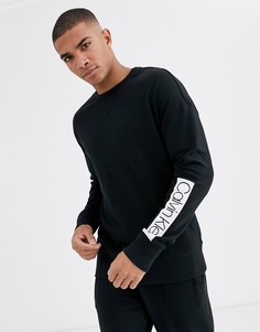 Черный свитшот с круглым вырезом и логотипом Calvin Klein
