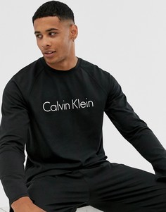 Эластичная хлопковая пижама из лонгслива и штанов Calvin Klein Modern-Черный
