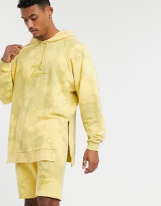 Худи свободного кроя от комплекта с принтом тай-дай и вышивкой ASOS DESIGN-Желтый