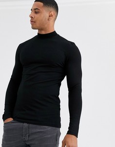 Черный обтягивающий лонгслив ASOS DESIGN