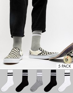 Набор из 5 пар монохромных носков ASOS DESIGN - Скидка-Черный