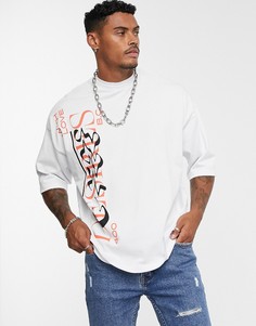 Трикотажная oversize-футболка с принтом ASOS DESIGN-Белый
