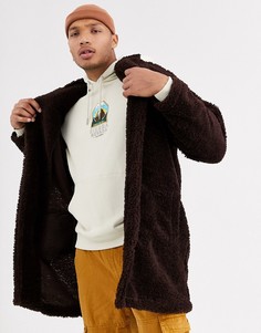 Коричневое плюшевое oversized-пальто ASOS DESIGN-Коричневый