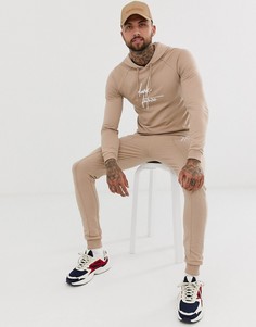 Супероблегающий спортивный костюм с принтом \"Dark Future\" ASOS DESIGN-Бежевый