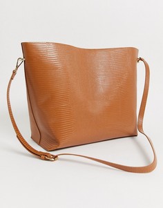 Светло-коричневая сумка на плечо с узором крокодиловой кожи Truffle Collection-Светло-коричневый