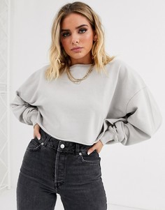 Светло-бежевый короткий oversize-свитшот ASOS DESIGN-Серый