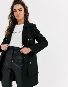 Черное пальто с карманами Missguided-Черный