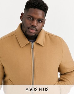 Бежевая куртка Харрингтон с добавлением шерсти ASOS DESIGN Plus-Светло-коричневый