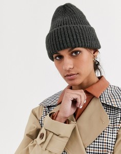 Серая пушистая шапка-бини ASOS DESIGN-Серый