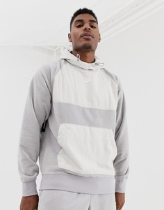 Худи серого цвета из флиса со вставками Nike-Серый