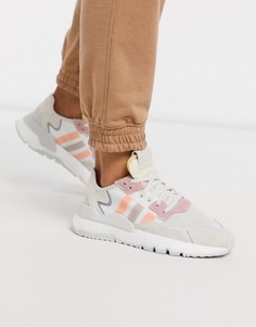 Кроссовки в розово-бежевой гамме adidas Originals Nite Jogger-Белый