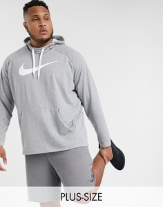 Худи серого цвета с логотипом-галочкой Nike Training Plus-Серый