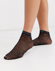 Черные/серебристые носки до щиколотки Pretty Polly-Черный
