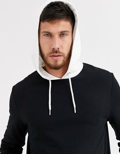 Худи черного цвета с белым капюшоном ASOS DESIGN-Черный