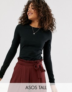 Черный лонгслив из органического хлопка ASOS DESIGN Tall