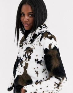 Куртка из искусственного меха с принтом Brave Soul-Мульти