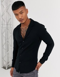 Облегающая черная рубашка из вискозы ASOS DESIGN-Черный