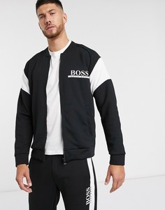 Олимпийка на молнии в стиле колор блок с логотипом BOSS bodywear-Черный