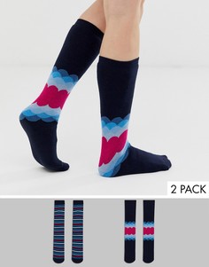 Набор из 2 пар горнолыжных носков с узорами Snow-Синий