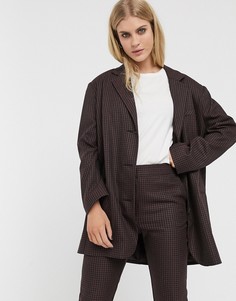 Темный пиджак в клетку свободного кроя ASOS DESIGN-Мульти