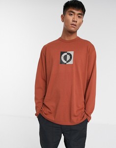 Лонгслив рыжего цвета с принтом Topman-Красный