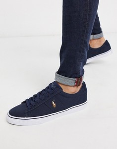 Темно-синие парусиновые кеды с логотипом Polo Ralph Lauren sayer-Белый