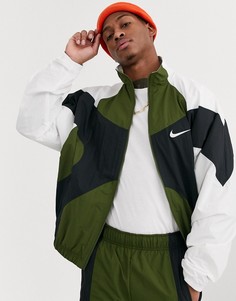Олимпийка хаки на молнии Nike-Зеленый