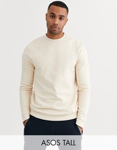 Бежевый свитшот из органического хлопка ASOS DESIGN Tall