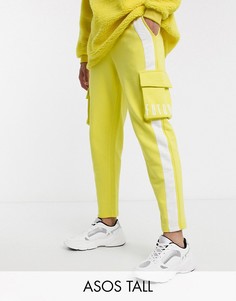 Узкие джоггеры от комплекта с карманами по бокам и принтом \"dark future\" ASOS DESIGN Tall-Желтый
