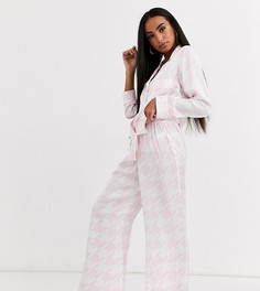 Штаны от пижамы с узором \"гусиная лапка\" Missguided Petite-Розовый