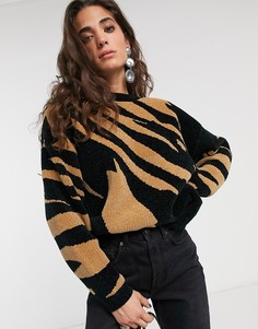Джемпер с круглым вырезом и абстрактным принтом Topshop-Черный