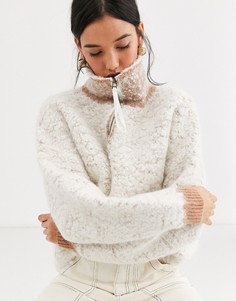 Теплый свитер с добавлением шерсти и молнией ASOS WHITE-Мульти
